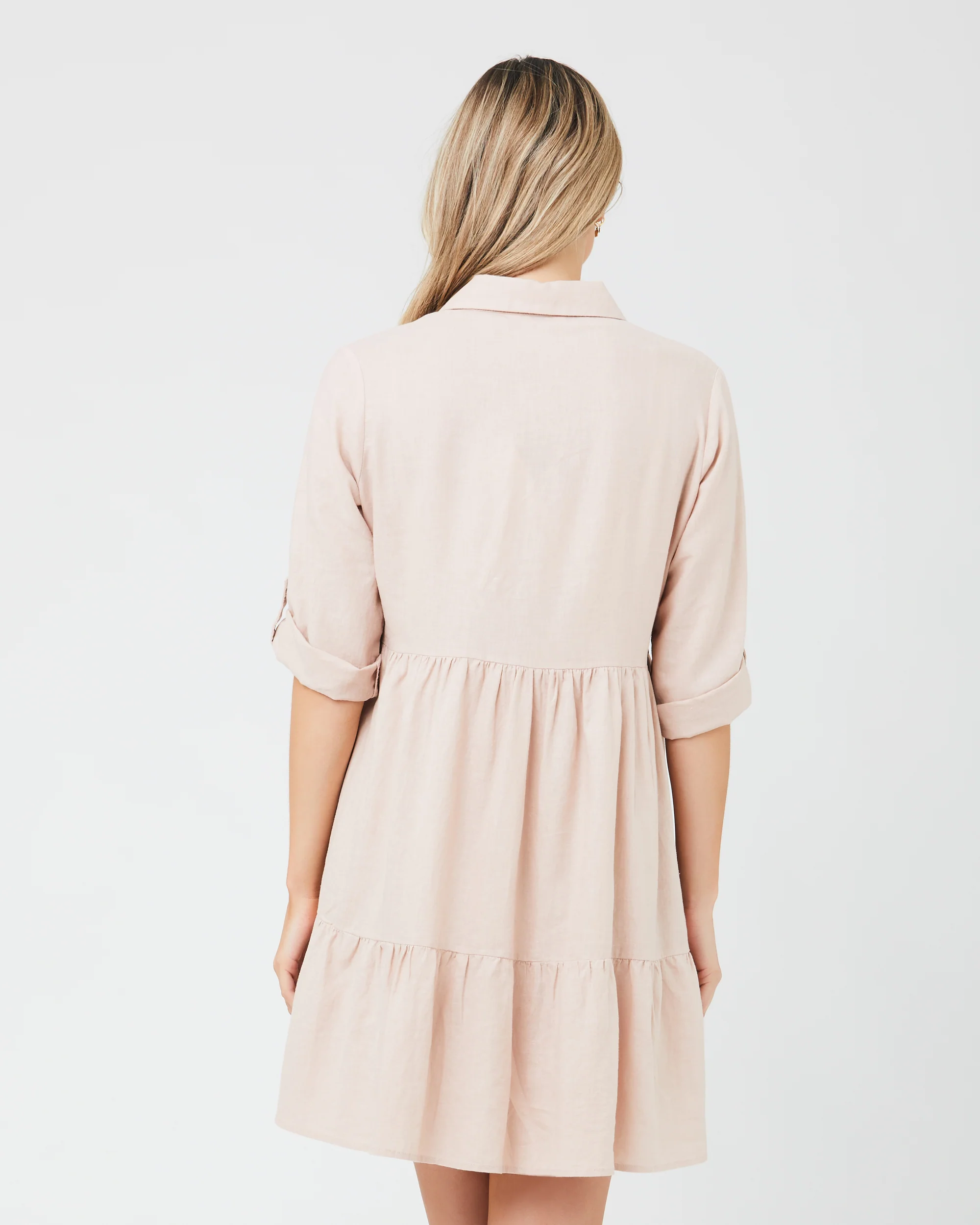 Adel Linen Dress Peachy Pink - Image 3