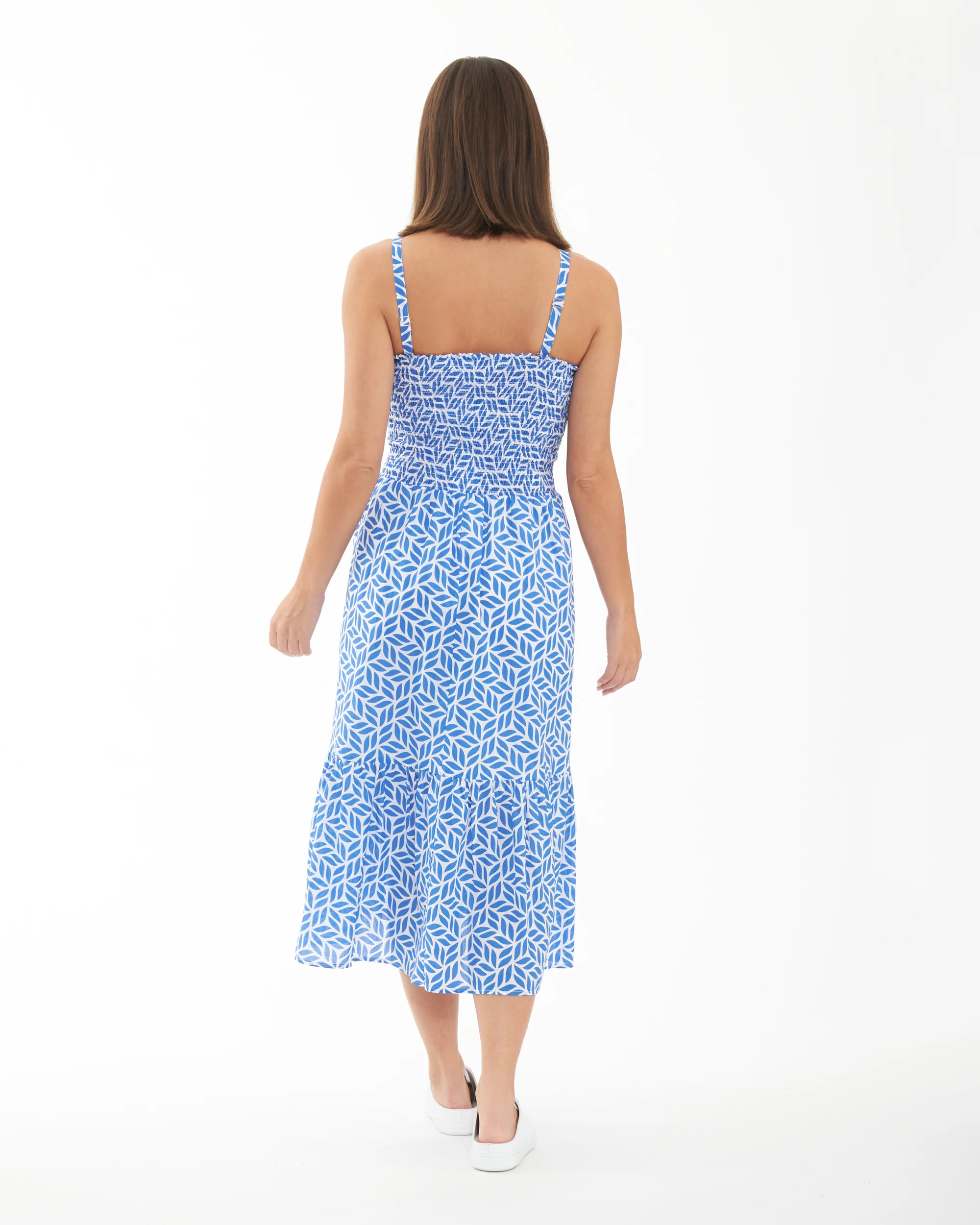 Capri Shirred Dress White / Lapis - Image 7