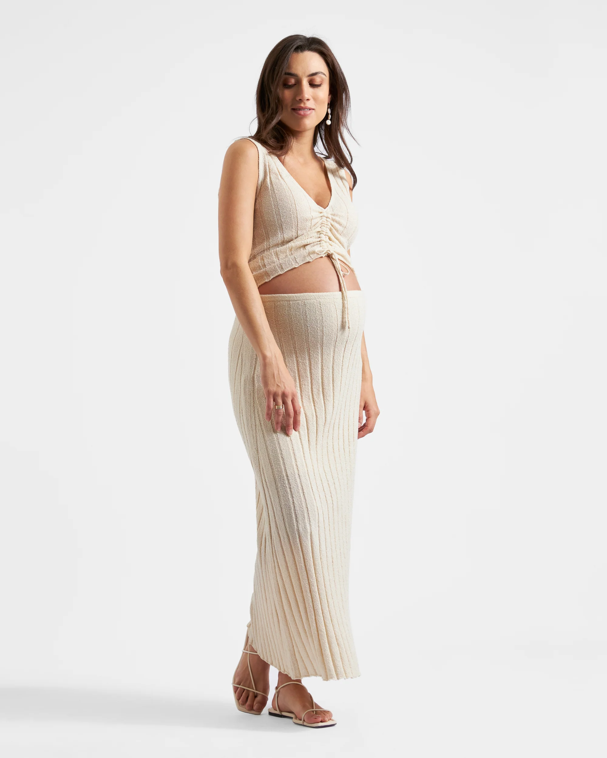 Charli Rib Knit Skirt Stone - Image 6