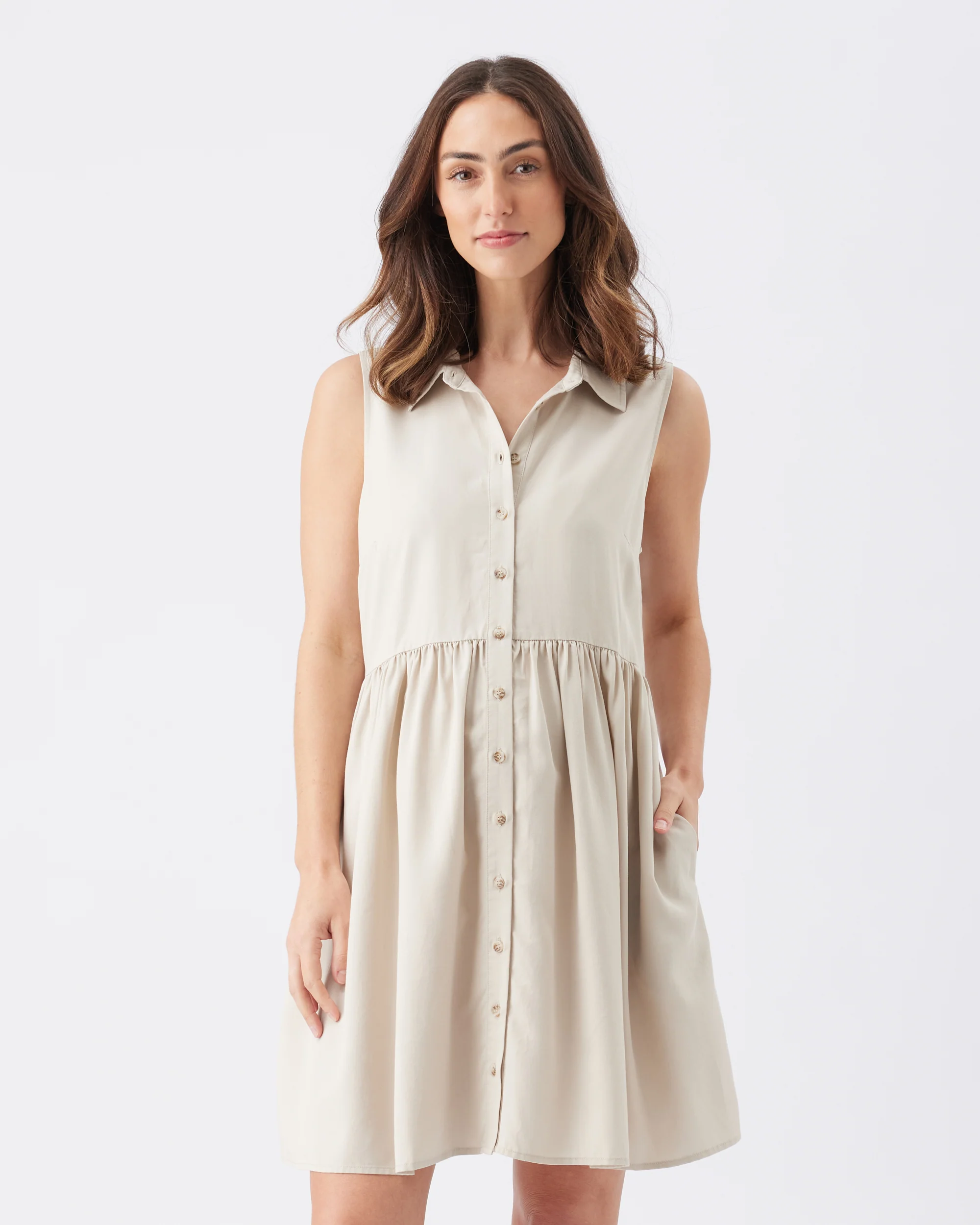 Chloe Tencel Dress Sand - Image 2