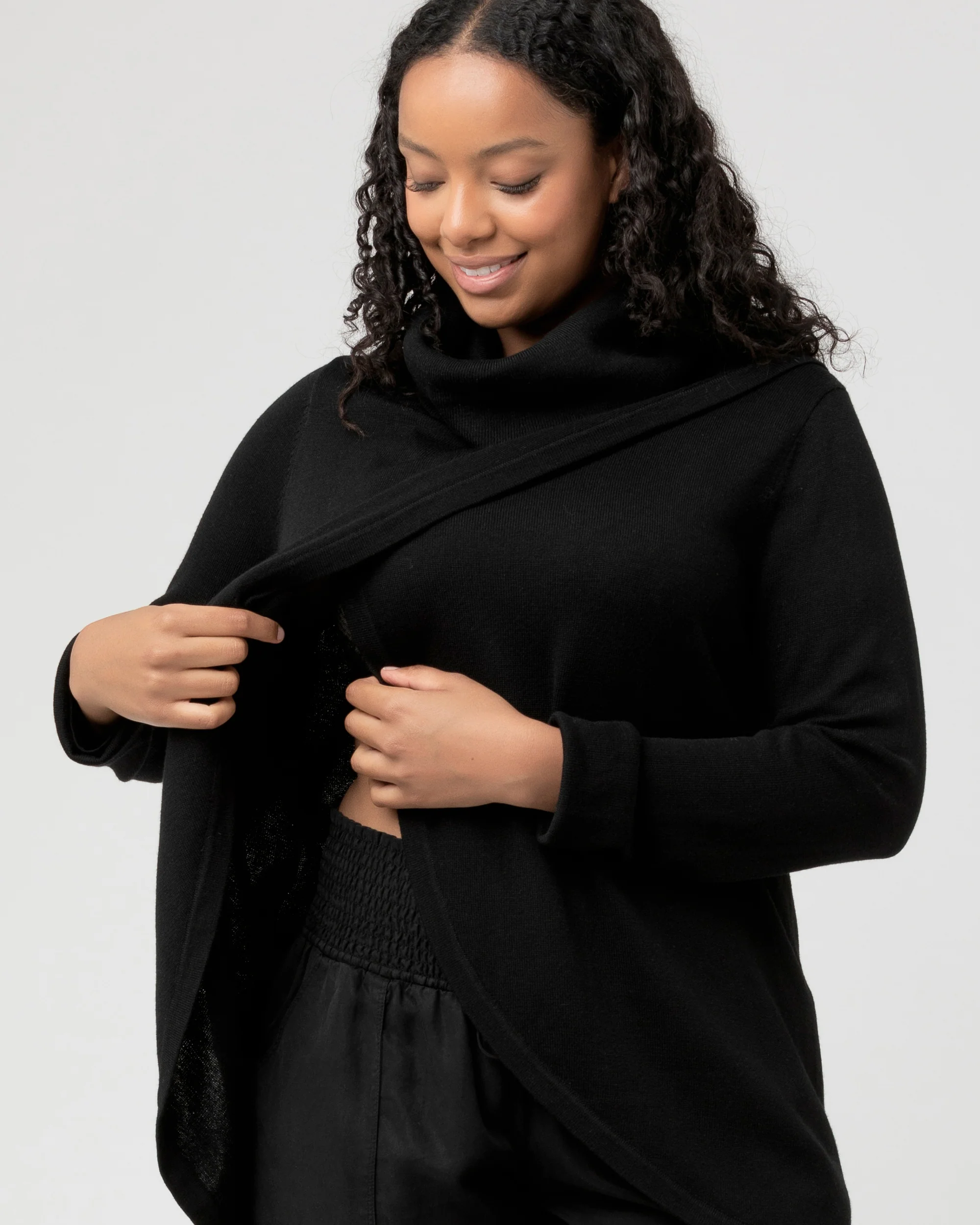Cowl Neck Nursing Knit Black - Image 5