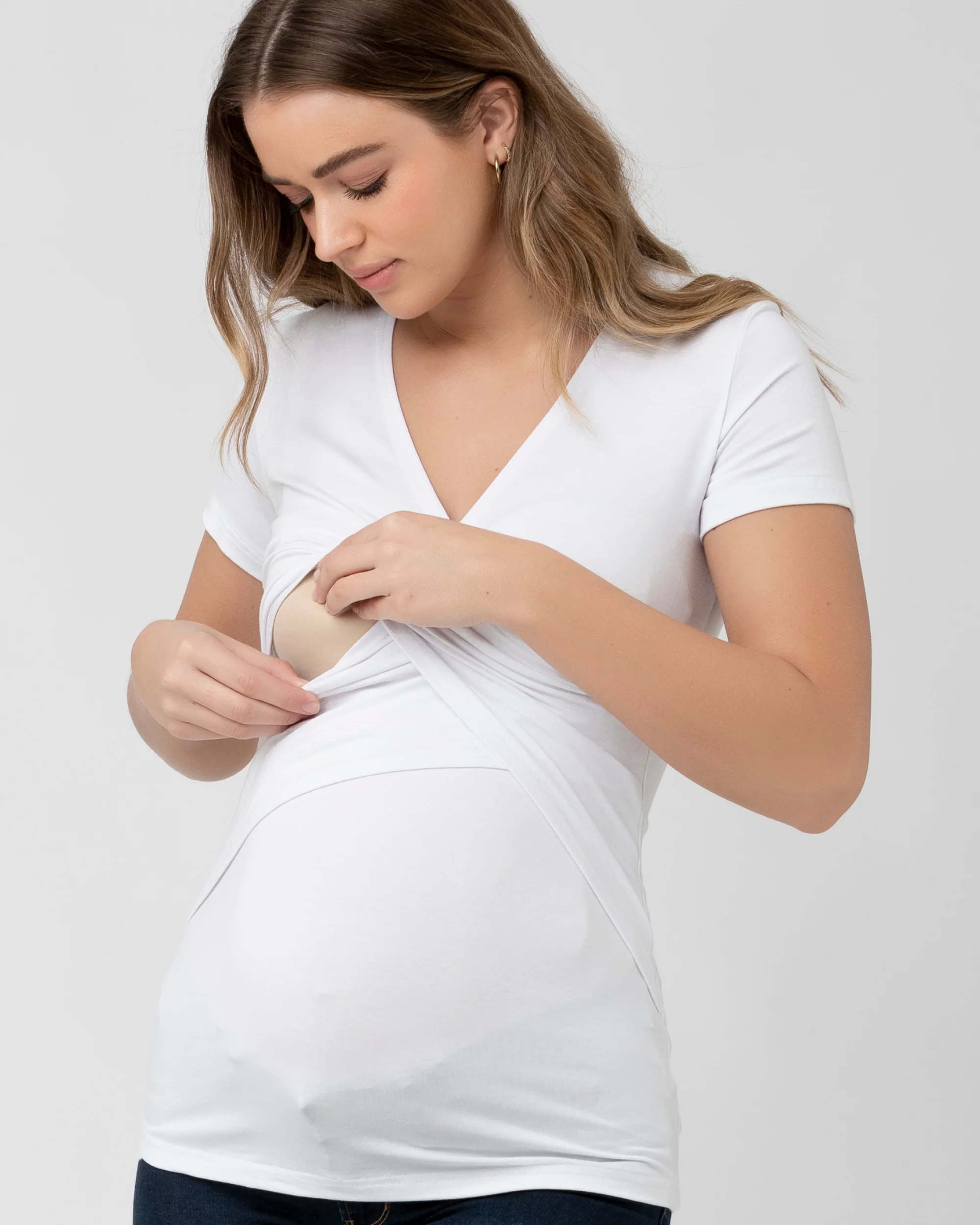 Embrace Short Sleeve Nursing Tee White - Image 2