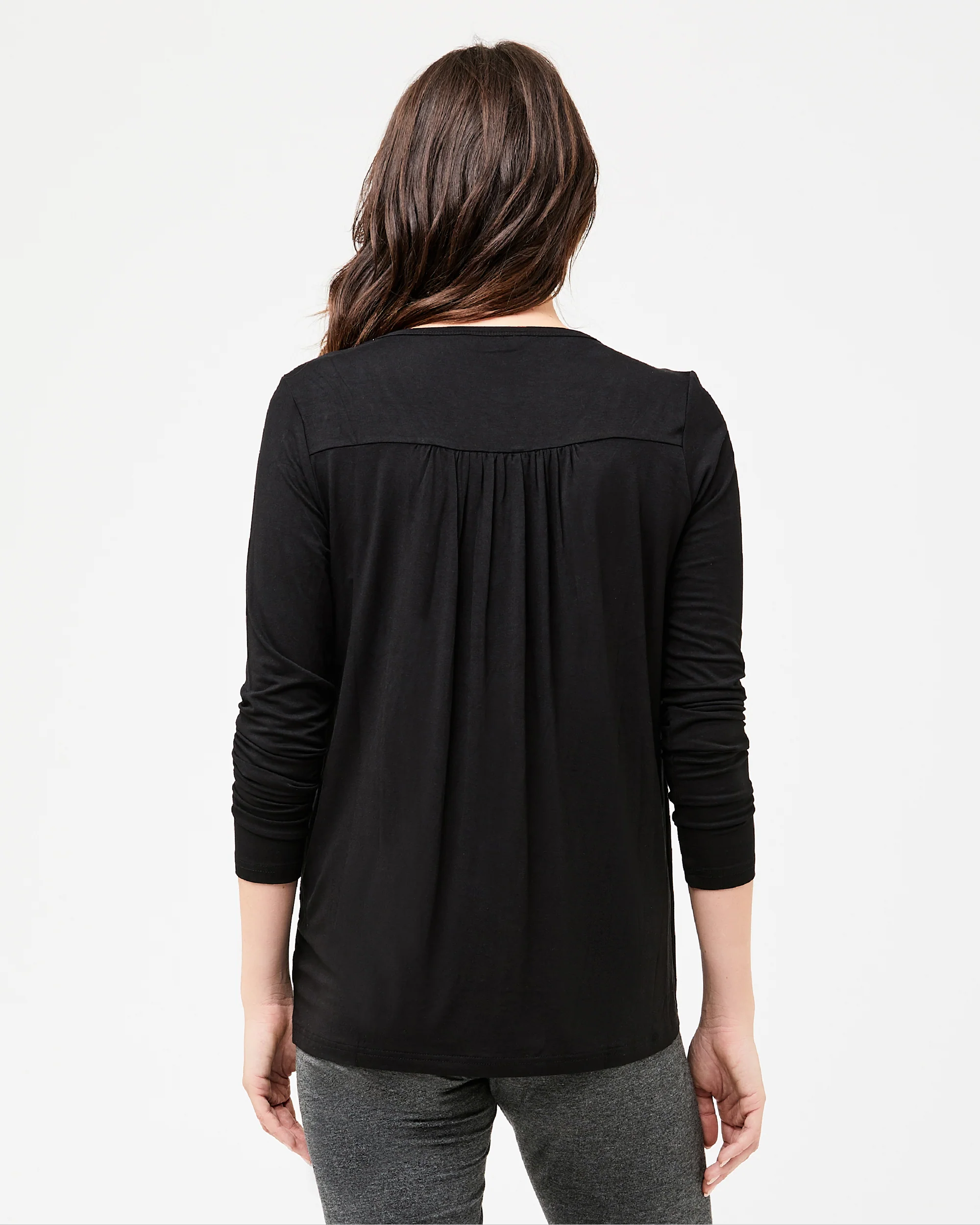 Long Sleeve Lara Nursing Tee Black - Image 3