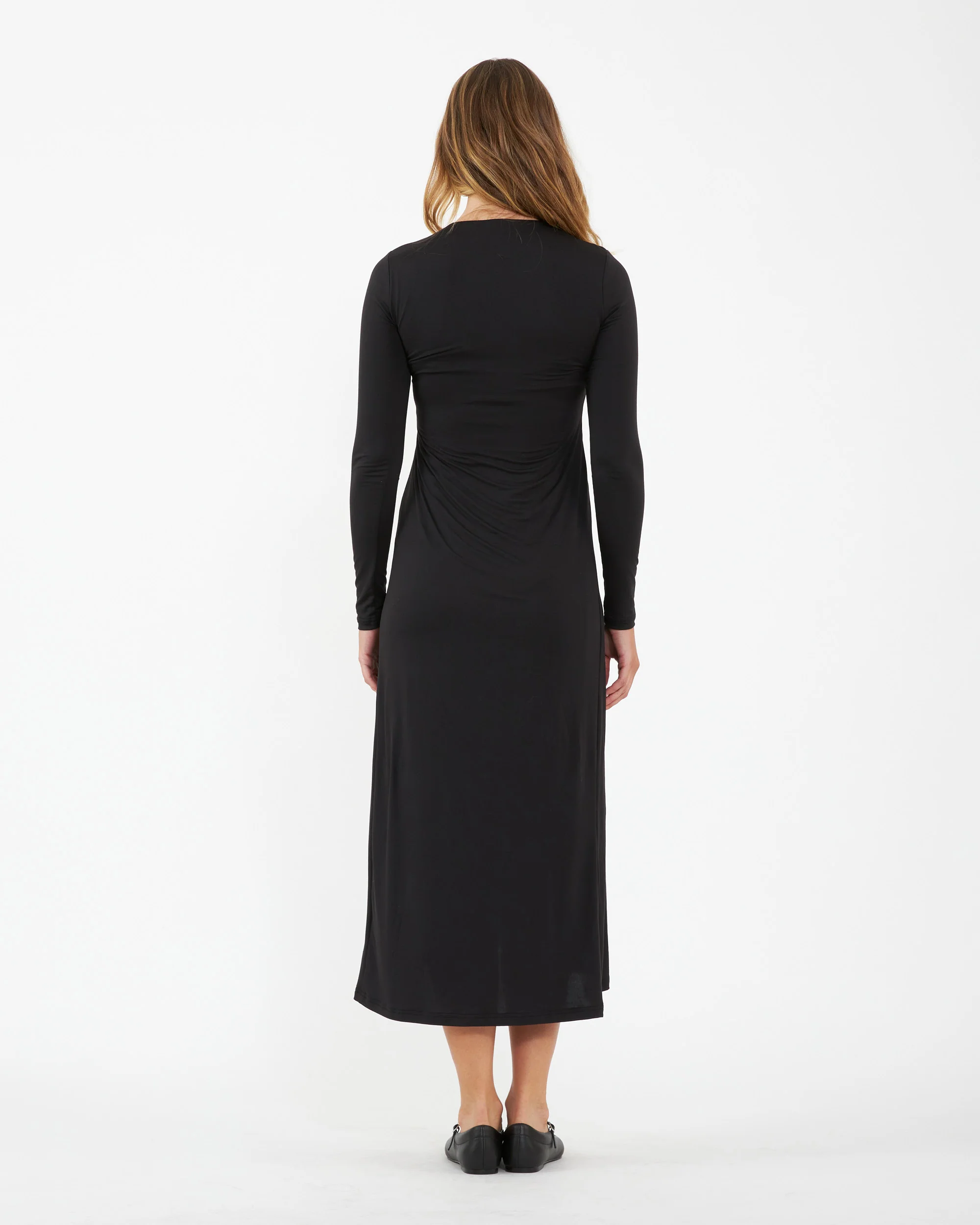 Luxe Knit A-Line Nursing Dress Black - Image 5