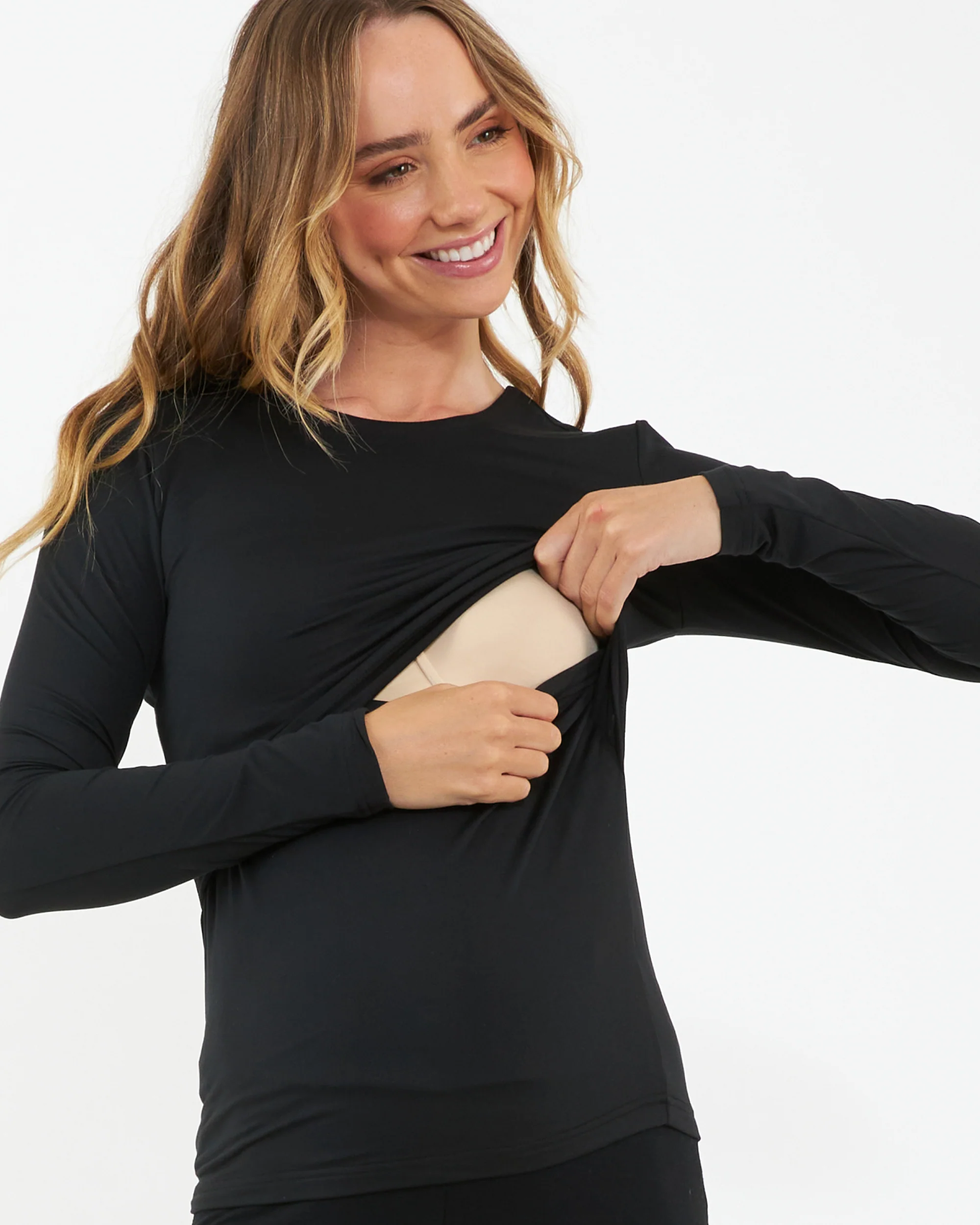 Luxe Knit Nursing Top  Black - Image 2