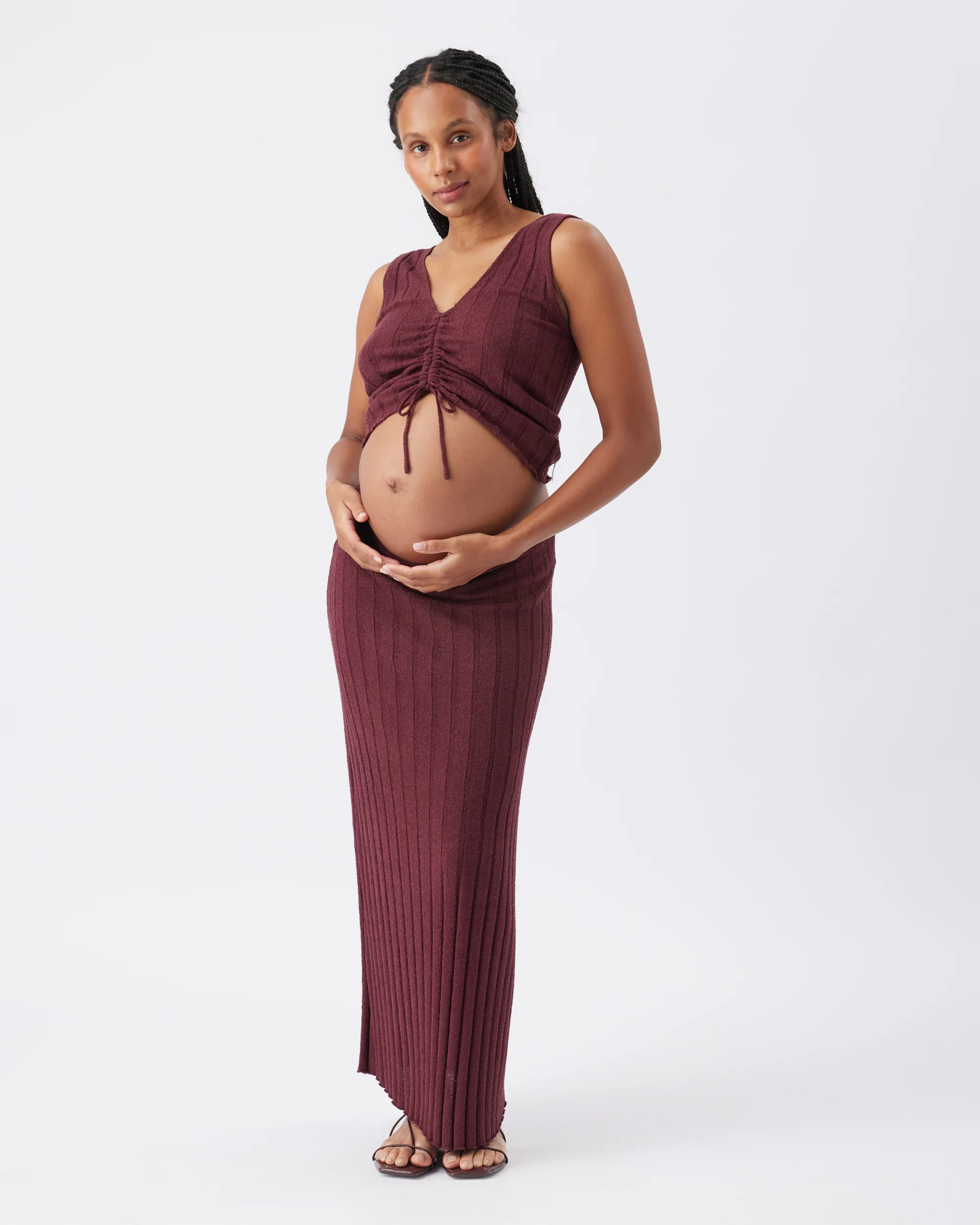 Misha Rib Knit Tank Maroon - Image 2