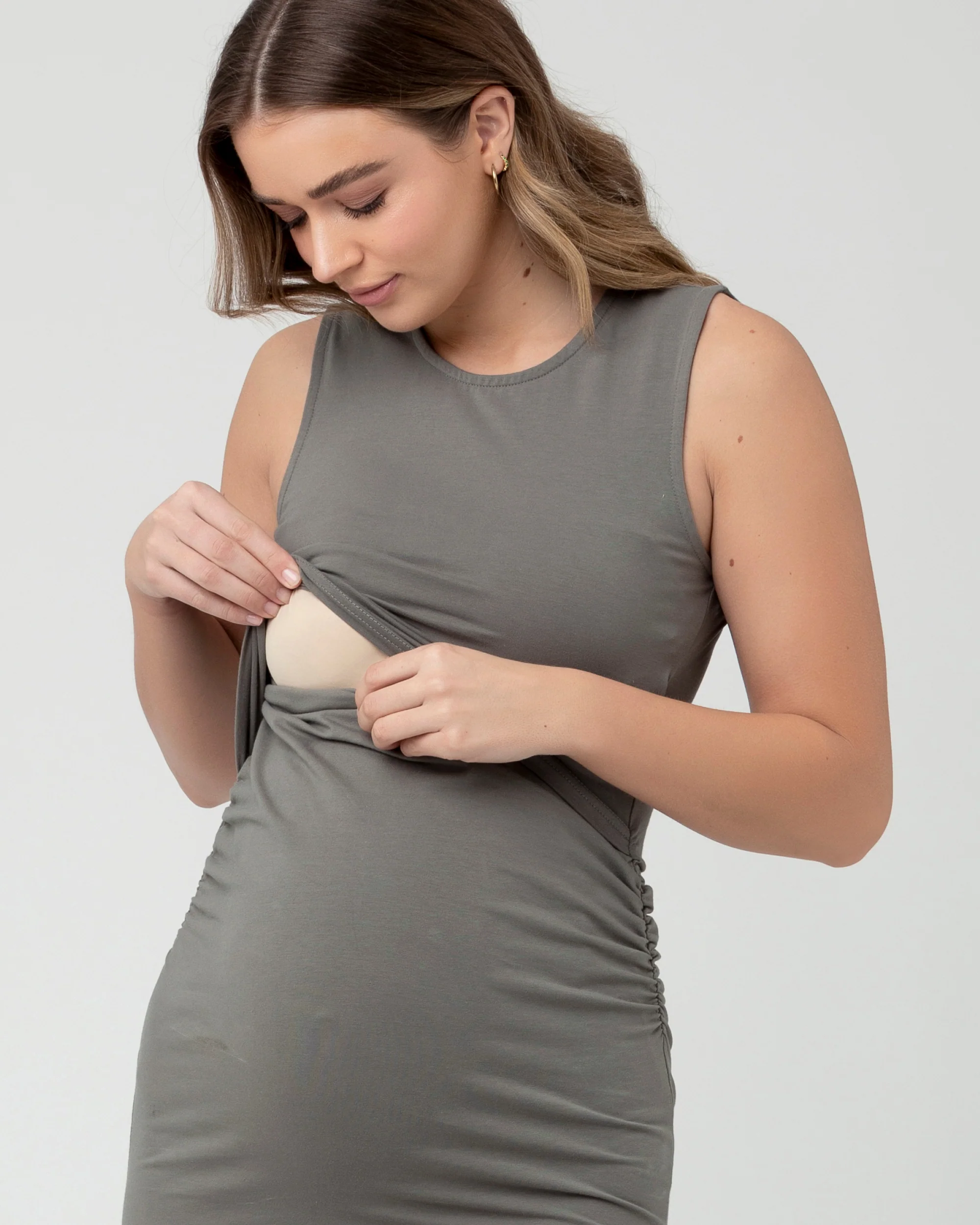 Organic Nursing Tank Dress Moss - Image 2