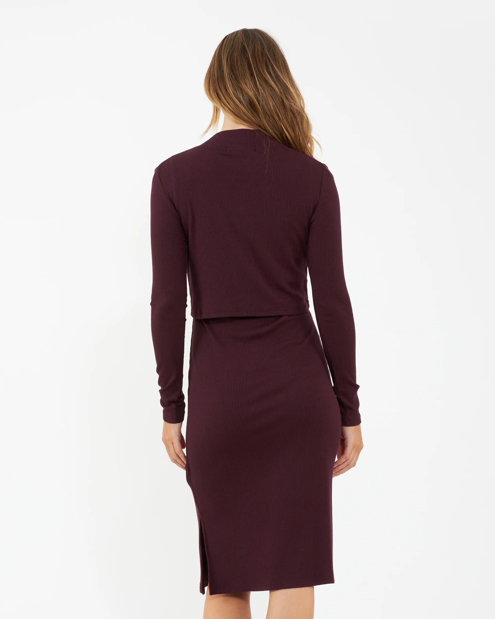 Ruby Rib Nursing Dress Maroon - Image 6