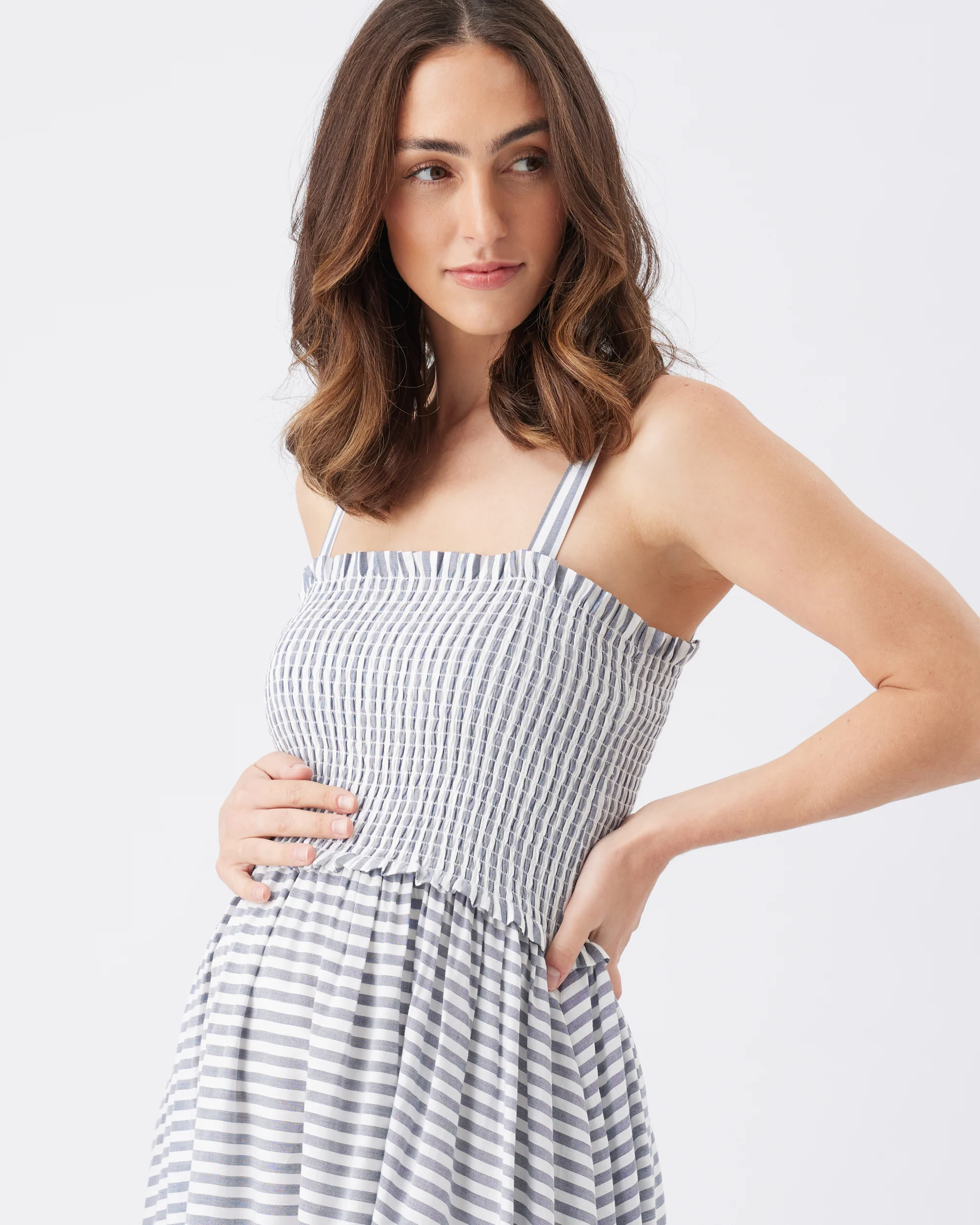 Sofia Stripe Dress Indigo / White - Image 3