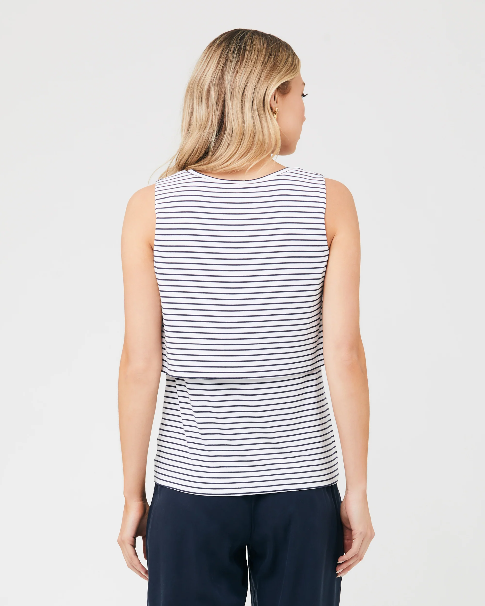 Stripe Layered Nursing Tank White / Indigo - Image 3