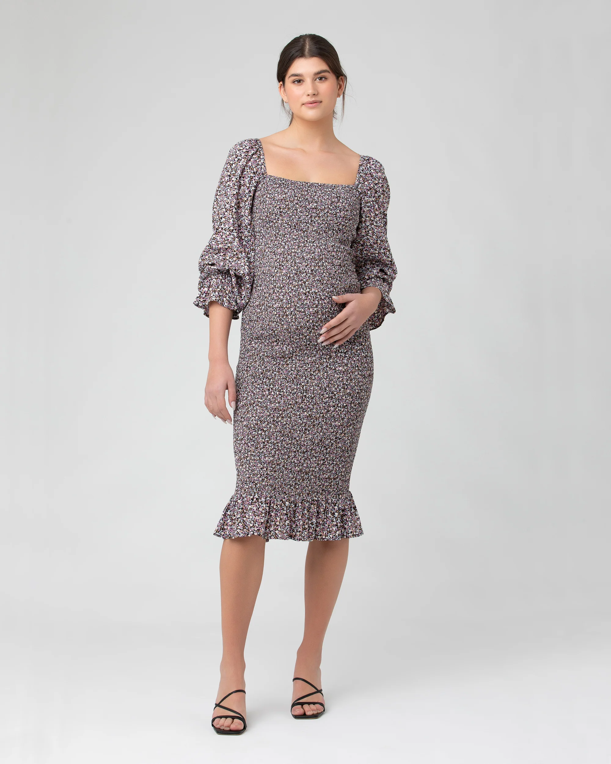 Willow Shirred Dress Black - Image 5